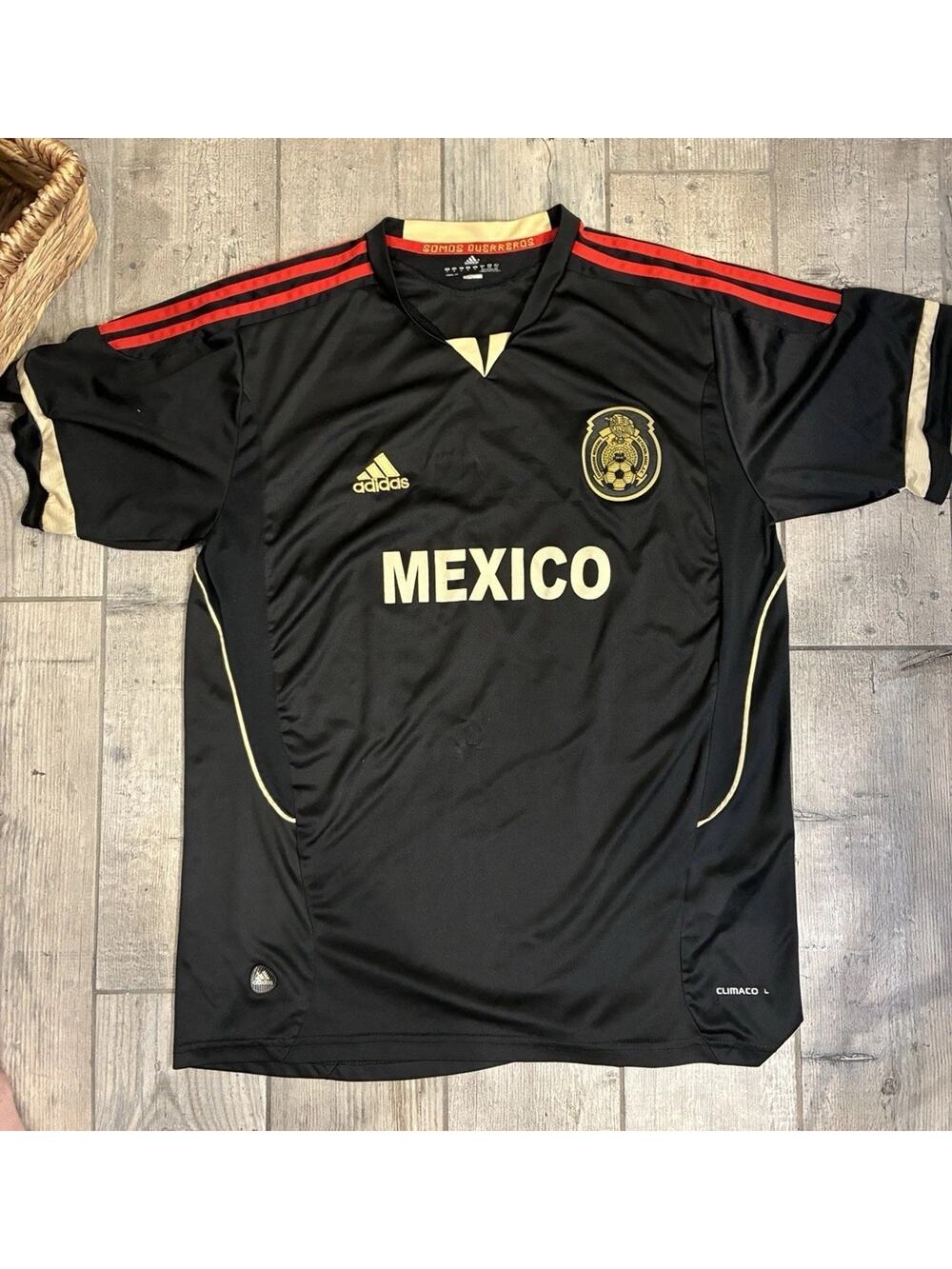 Adidas Mexico 2011 Away Soccer Jersey Chicharito 14 Black Gold Mens Large
